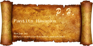 Pantits Havaska névjegykártya